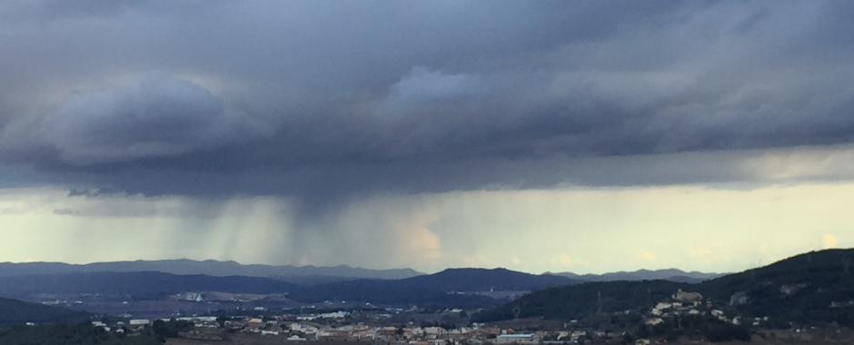 Rain at the distance in Penedes valley 